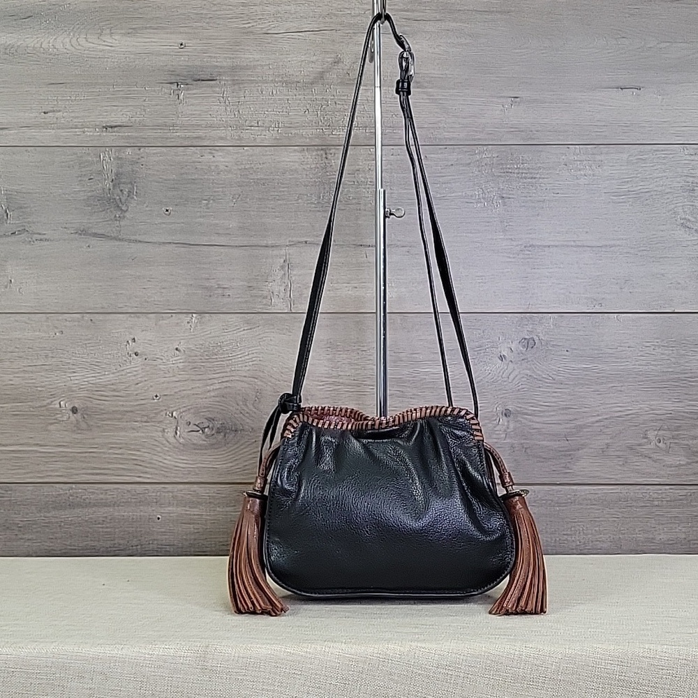 Brighton Black/Brown Leather Crossbody Shoulder Bag